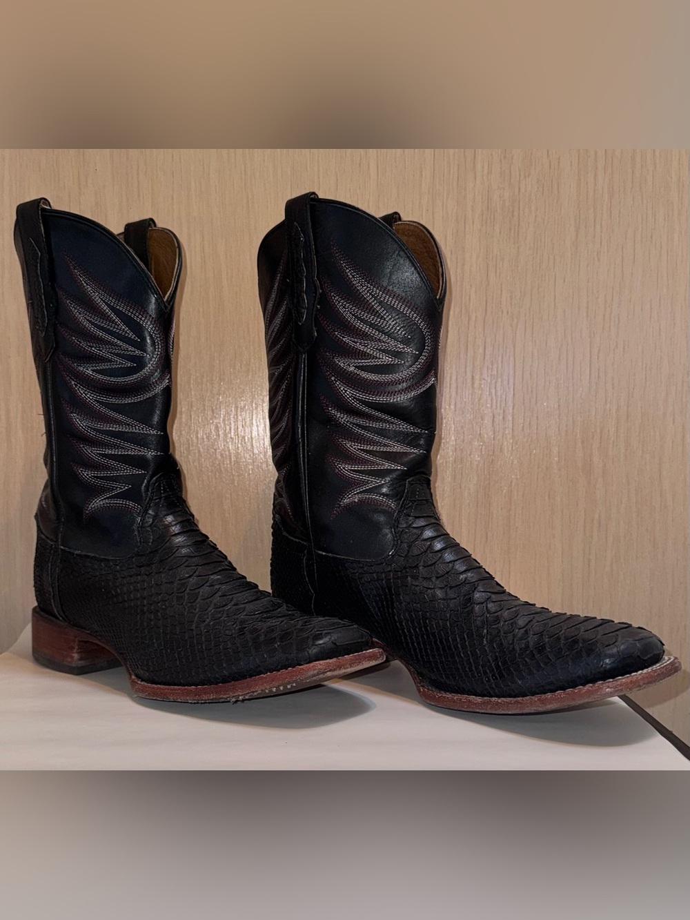 Men's Black Exotic Python Leather Western Boots